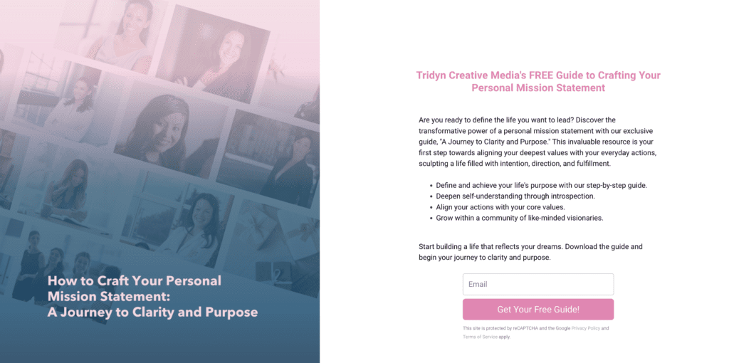 A preview of Tridyn Creative Media's guide on crafting a personal mission statement.